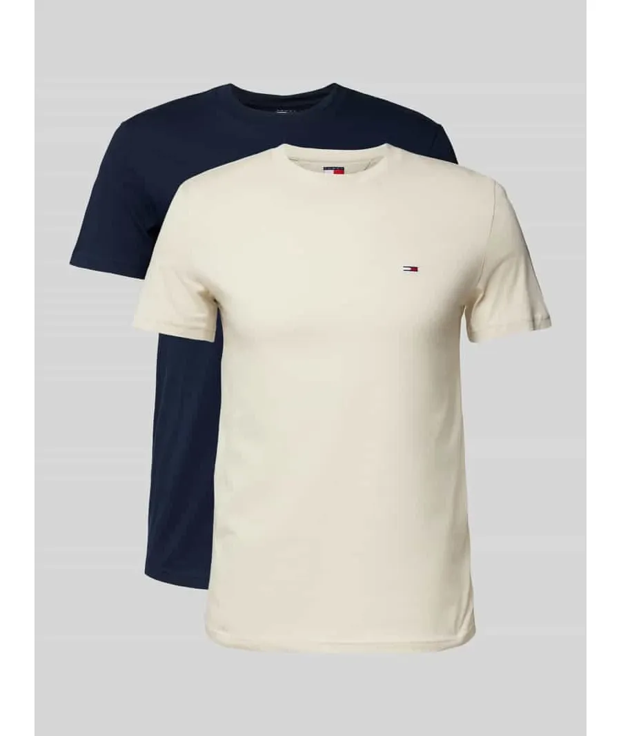 obrazek 1 T-shirt o kroju slim fit z wyhaftowanym logo w zestawie 2 szt.