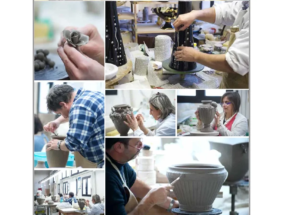 obrazek 2 Włoska beżowo-złota donica ozdobna Ceramiche Stella