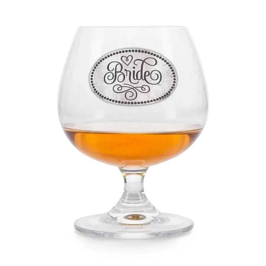 obrazek 1 Spersonalizowany prezent dla panny młodej – kieliszek do brandy z cynowym emblematem
