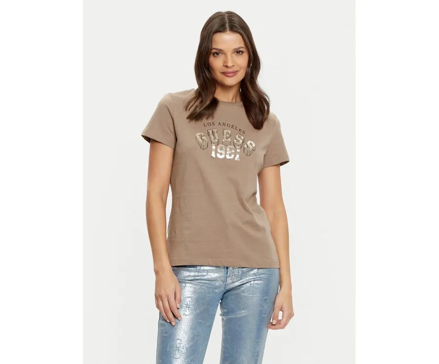 obrazek 1 Guess T-Shirt V5RI06 I3Z14 Brązowy Regular Fit