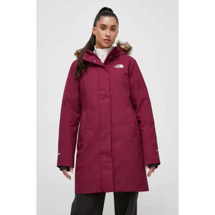 Zdjęcie The North Face kurtka puchowa damska kolor bordowy zimowa