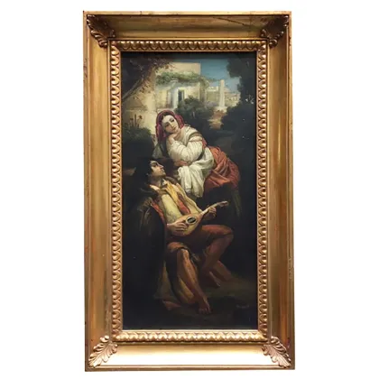Zdjęcie Obraz olejny Pietro Colonny przedstawiający romantyczną scenę 60x30 cm