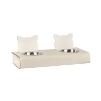 Zdjęcie Niepowtarzalny zestaw dwóch misek dla kota 40x16xH6 cm w kolorze waniliowym