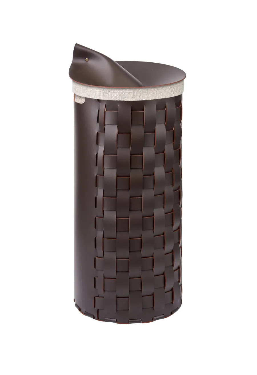 obrazek 3 Skórzany kosz Bottega Ø33xH68 cm w kolorze czekoladowym