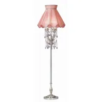 Zdjęcie Stylowa lampa podłogowa z podwójnym kloszem z tkaniny i wisiorkami z różowego kryształu – Il Paralume Marina