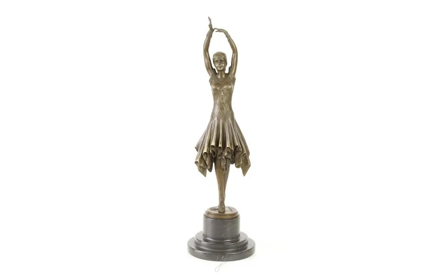 obrazek 1 Elegancka brązowa rzeźba tańczącej kobiety w stylu Art deco