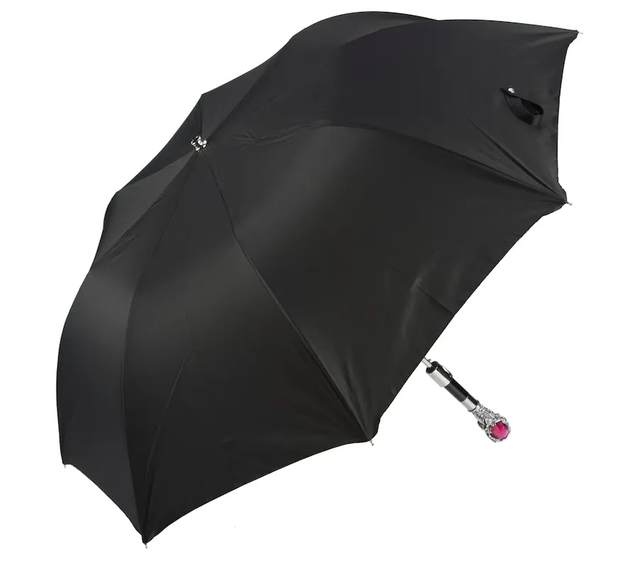obrazek 7 Stylowy czarny parasol męski z rączką zdobioną klejnotem i kryształkami Swarovskiego – Pasotti