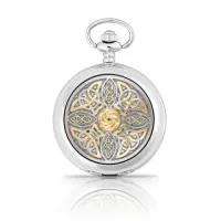 Picture Two-tone quartz pocket watch with a Celtic knot - a gift for him