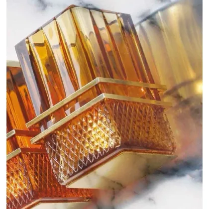 Zdjęcie Stylowy naścienny pojemnik na szczoteczki z włoskiego kryształu w kolorze bursztynowym - Il Paralume Marina
