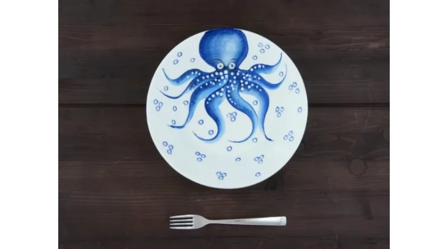 obrazek 1 Ceramiczna średnia ręcznie malowana miska zdobiona motywem ośmiornicy - Le Ceramiche