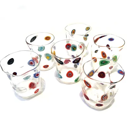 Zdjęcie Zestaw 6 szklaneczek Pacati ze zdobionego szkła z Italii