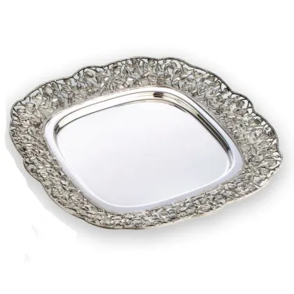 Zdjęcie Srebrna taca/talerz ze zdobieniami