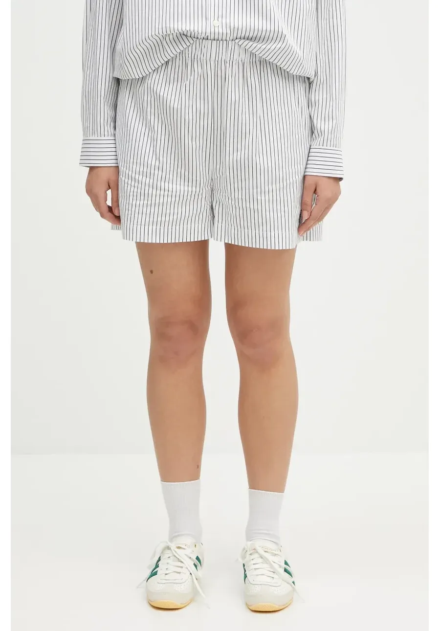 obrazek 1 Sporty & Rich szorty bawełniane Src Poplin damskie kolor biały wzorzyste high waist SH012606302ST71