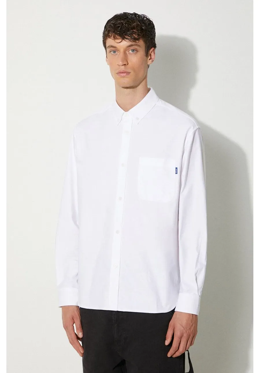 obrazek 1 Awake NY koszula bawełniana Embroidered Oxford Shirt męska kolor biały relaxed z kołnierzykiem button-down SP24-TP001