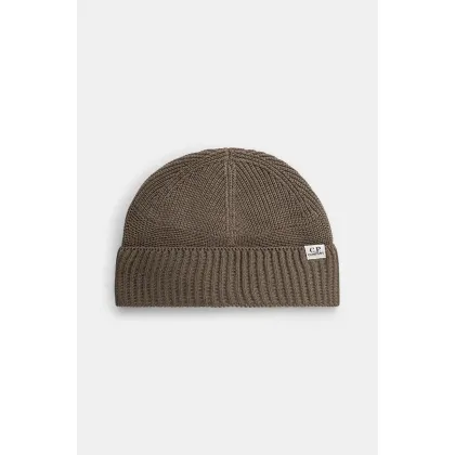 Zdjęcie C.P. Company czapka Knit Cap In Re-Wool kolor beżowy gładka 17CMAC293A006595A