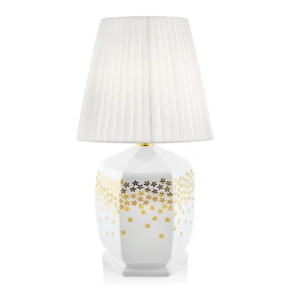 Picture Ceramic table lamp with golden flowers - Ahura