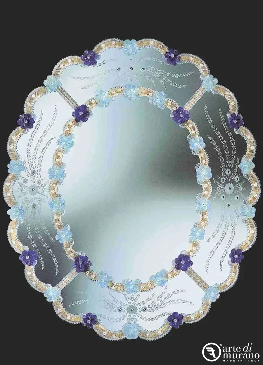 obrazek 1 Dekoracyjne lustro weneckie ze szkła Murano