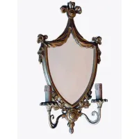 Zdjęcie Kinkiet z rzeźbionego i złoconego drewna z dwoma lampami