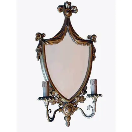 Zdjęcie Kinkiet z rzeźbionego i złoconego drewna z dwoma lampami