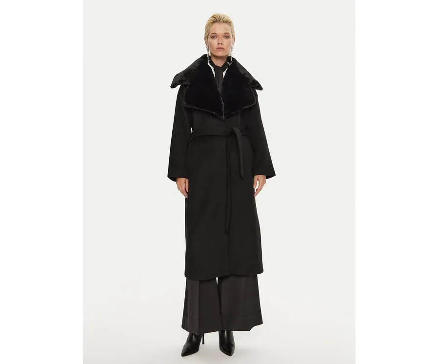 obrazek 1 Bruuns Bazaar Płaszcz wełniany Furra BBW4109 Czarny Loose Fit