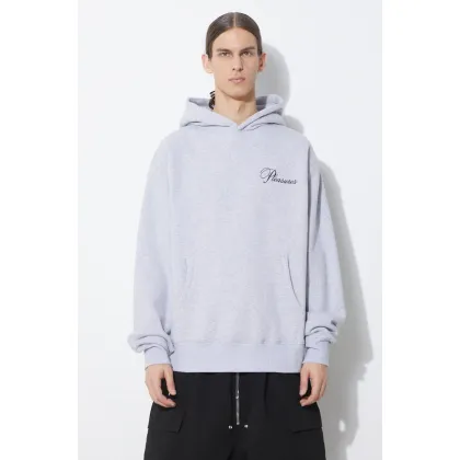 Zdjęcie PLEASURES bluza Cafe Hoodie męska kolor szary z kapturem z aplikacją P24SP026.GREY