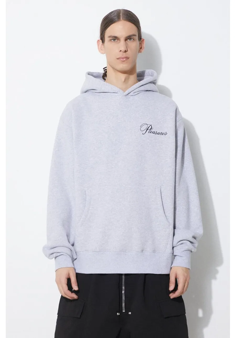obrazek 1 PLEASURES bluza Cafe Hoodie męska kolor szary z kapturem z aplikacją P24SP026.GREY