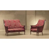 Zdjęcie Elegancka bordowa sofa i fotel w stylu francuskim do salonu – Morello Gianpaolo