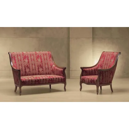Zdjęcie Elegancka bordowa sofa i fotel w stylu francuskim do salonu – Morello Gianpaolo