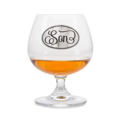 Zdjęcie Oryginalny prezent dla syna - kieliszek do brandy z cynowym emblematem