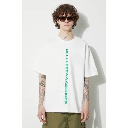 Zdjęcie PLEASURES t-shirt bawełniany Drag Heavyweight Shirt męski kolor biały z aplikacją P23W034.WHITE