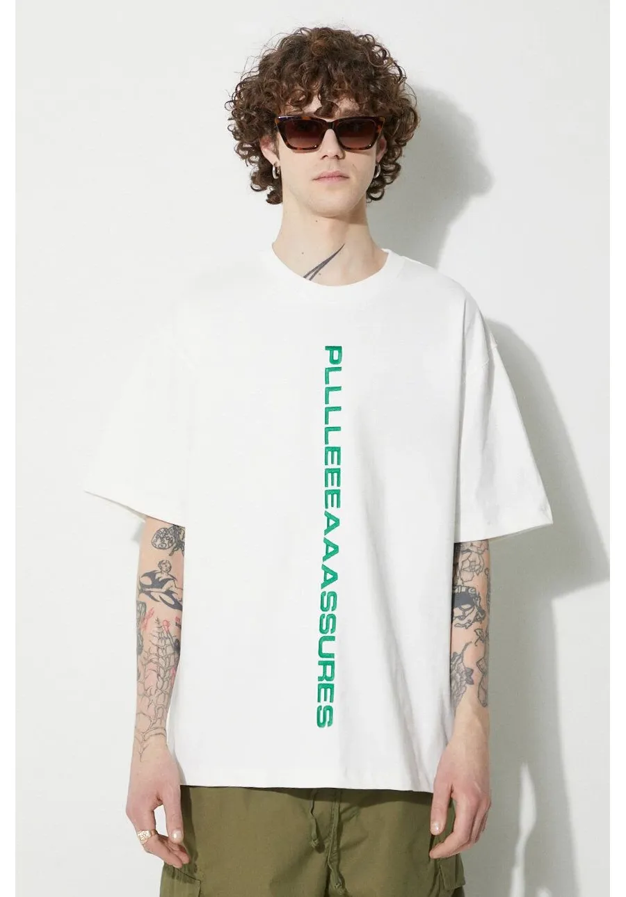 obrazek 1 PLEASURES t-shirt bawełniany Drag Heavyweight Shirt męski kolor biały z aplikacją P23W034.WHITE