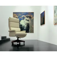 Picture Leather swivel armchair upholstered with natural cowhide - Mascheroni