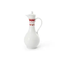 Zdjęcie Wyjątkowy pojemnik na ocet z porcelany zdobiony subtelnym czerwonym motywem - Leander