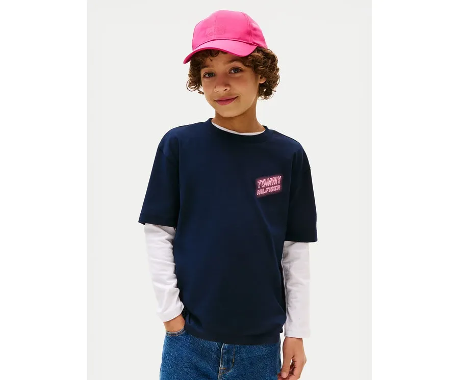 obrazek 1 Tommy Hilfiger T-Shirt Neon Graphic KB0KB09849 Granatowy Regular Fit
