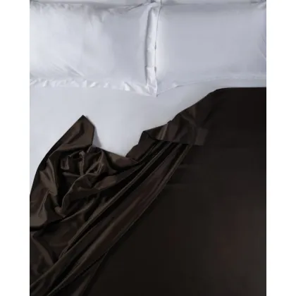 Zdjęcie Prześcieradło z satyny bawełnianej ciemny brąz - 3 rozmiary