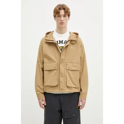 Zdjęcie Fred Perry kurtka kolor brązowy przejściowa oversize J8572.363