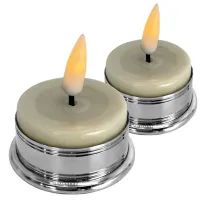 Picture Original pair of real battery-operated LED candles with a pewter base