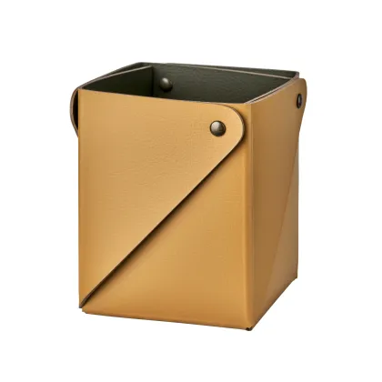 Zdjęcie Oryginalne pudełko Miu 7x7xH8 cm ze skóry w kolorze musztardowym