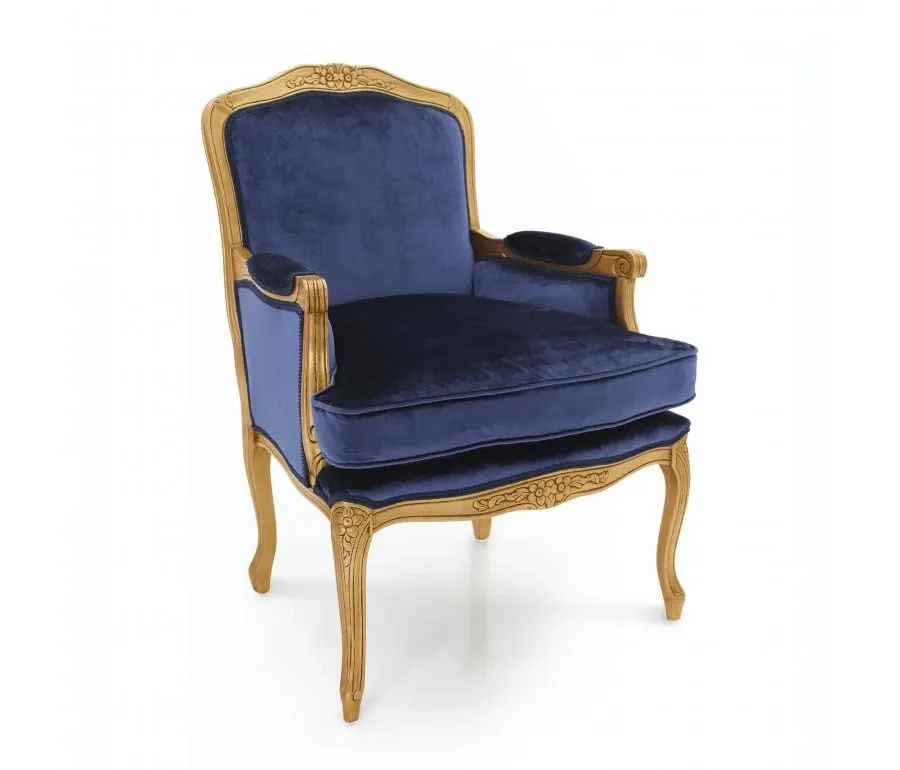 obrazek 1 Niebieski elegancki fotel w stylu ludwikowskim - Sevensedie