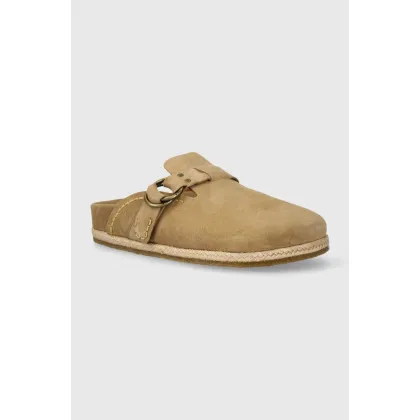 Zdjęcie Polo Ralph Lauren klapki zamszowe Turbach Clog męskie kolor beżowy 803931273003