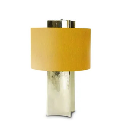 Zdjęcie Ceramiczna lampa stołowa z abażurem z tkaniny H.73xL.45xP.45 cm