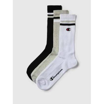 Zdjęcie Skarpety z paskami w kontrastowym kolorze w zestawie 3 szt. model ‘Crew Socks’