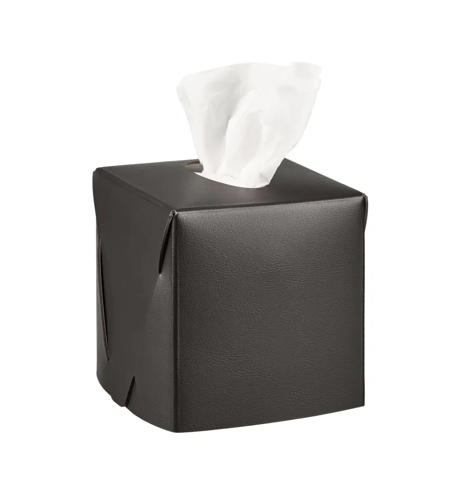 obrazek 1 Eleganckie pudełko na chusteczki w rozmiarze 12x12xH12 cm w kolorze czekoladowym