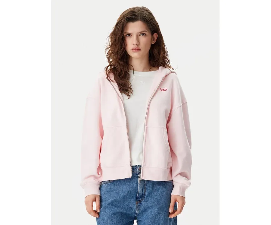 obrazek 1 Tommy Jeans Bluza Script Logo DW0DW20303 Różowy Boxy Fit