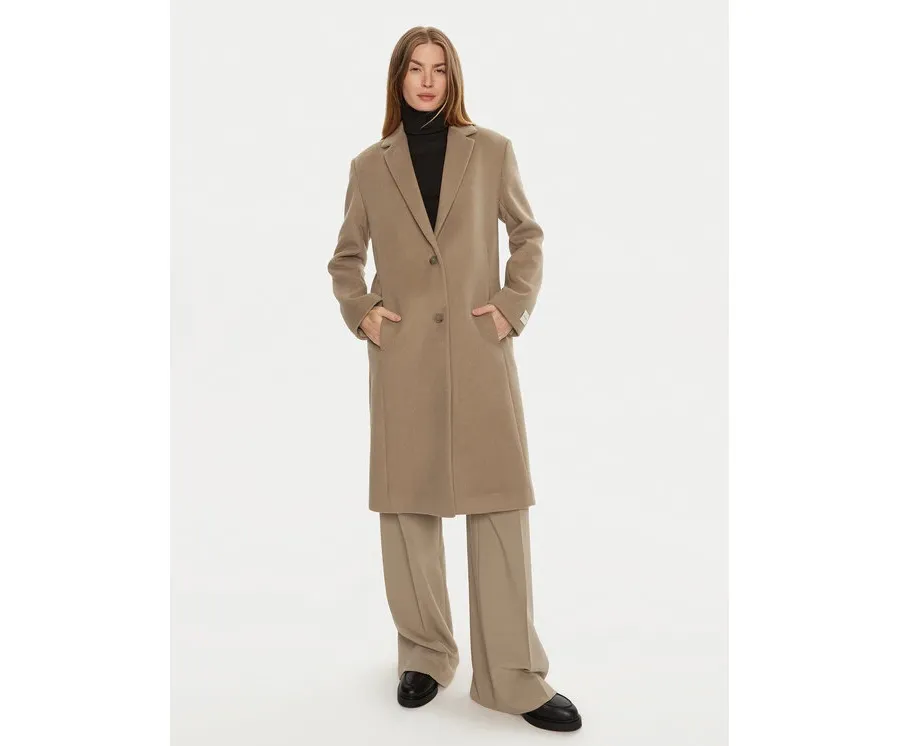 obrazek 1 Calvin Klein Płaszcz wełniany K20K207701 Beżowy Regular Fit