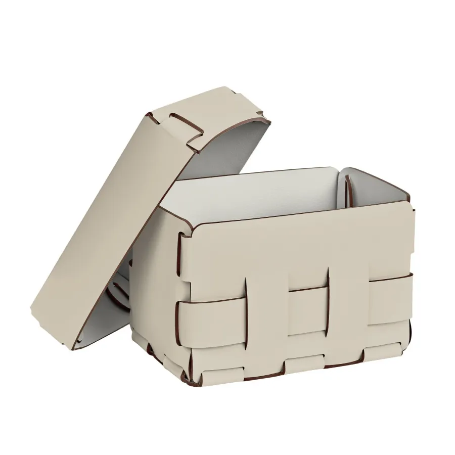 obrazek 2 Stylowy mały koszyk Bottega 12x19xH13 cm w kolorze waniliowym