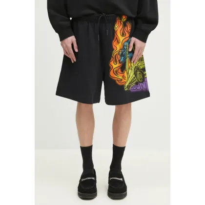 Zdjęcie Marcelo Burlon szorty bawełniane County Flame Comfy Sweatshort Black Red męskie kolor czarny CMCI012S25FLE0031025