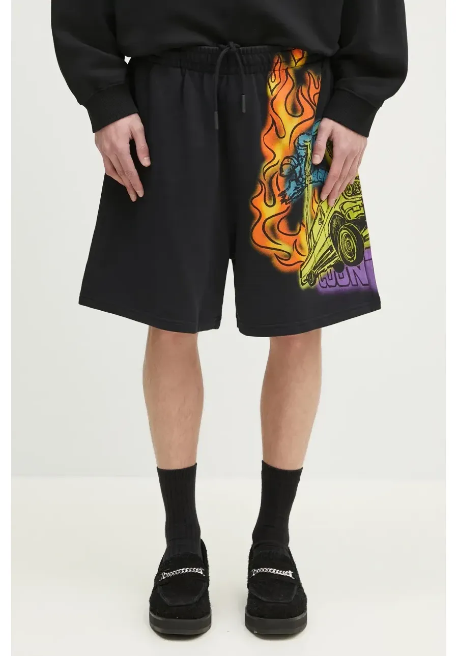 obrazek 1 Marcelo Burlon szorty bawełniane County Flame Comfy Sweatshort Black Red męskie kolor czarny CMCI012S25FLE0031025