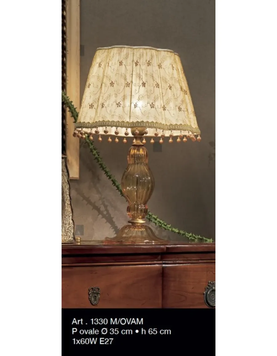 obrazek 1 Lampa z bursztynowego szkła Murano z kloszem w kształcie kwiatu - Il Paralume Marina