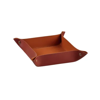Zdjęcie Bordowa tacka o wymiarach 14х14xH5 cm z naturalnej skóry